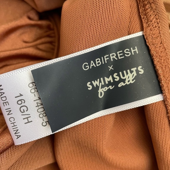 New Gabifresh swimsuits for all Rose Gold One Piece Swimsuit plunge ruched tie - Picture 6 of 12